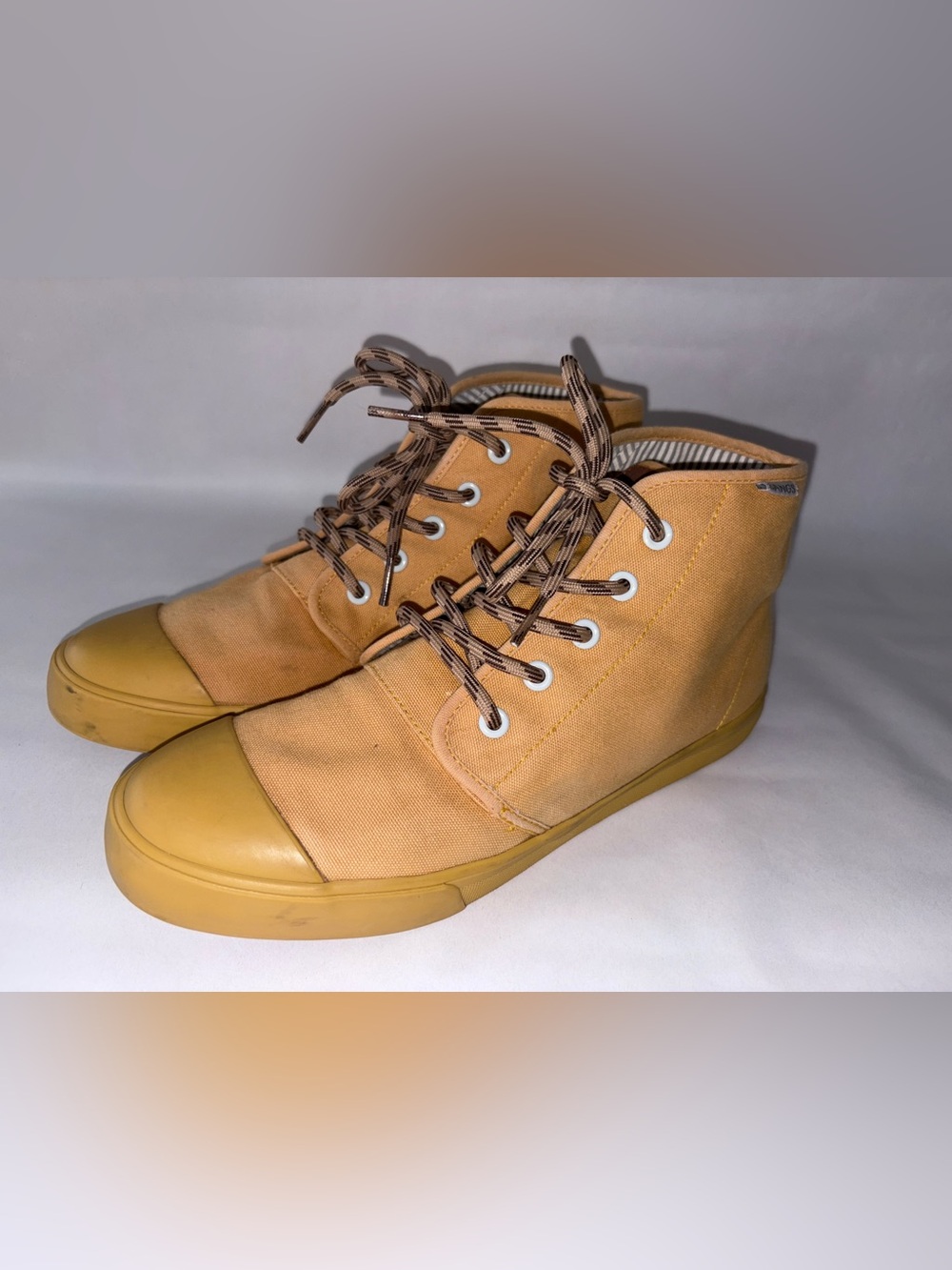 Canvas High-Top Sneakers in Mustard Yellow